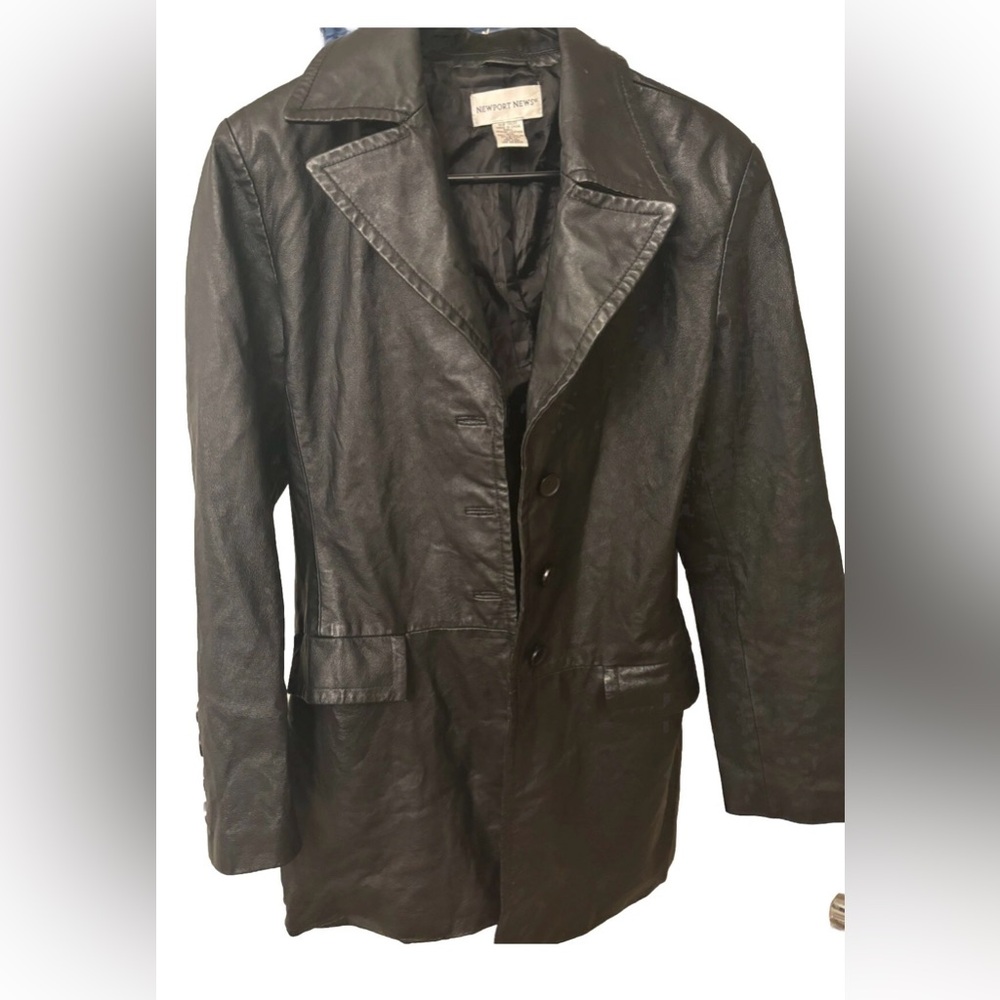 Newport News Black Leather Outerwear